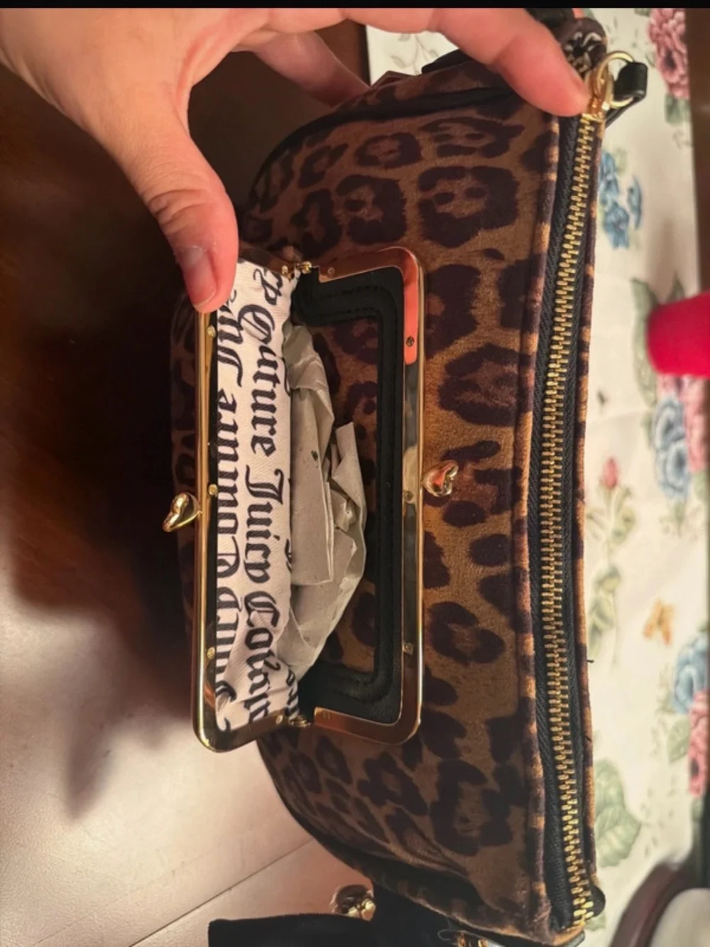 Juicy Couture Leopard Print Shoulder Bag in Brown and Tan